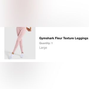 GYMSHARK FLEUR TEXTURE LEGGINGS, SIZE LARGE, PINK
